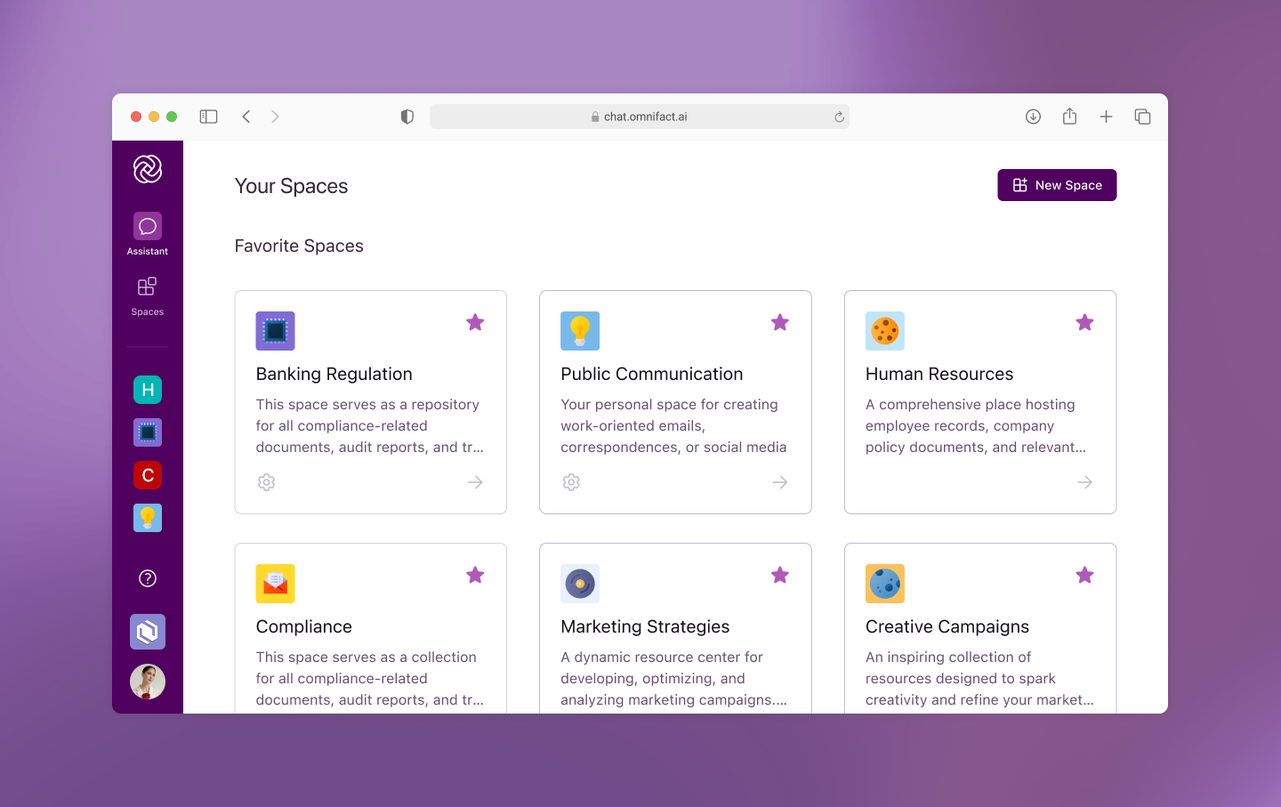 Omnifact Spaces allows you to create personalized AI assistants for your business