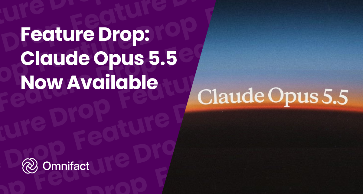 Anthropic Claude Opus 5.5 is now available on Omnifact via Vertex AI.