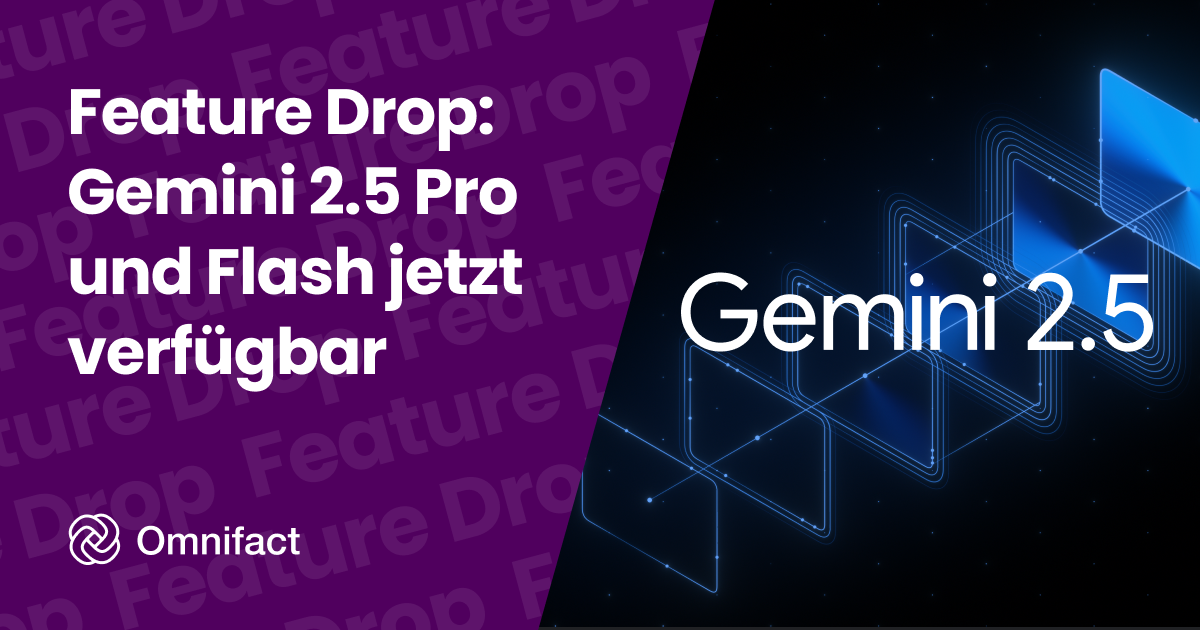 Die Google-Modelle Gemini 2.5 Pro und Flash sind jetzt auf Omnifact verfügbar.