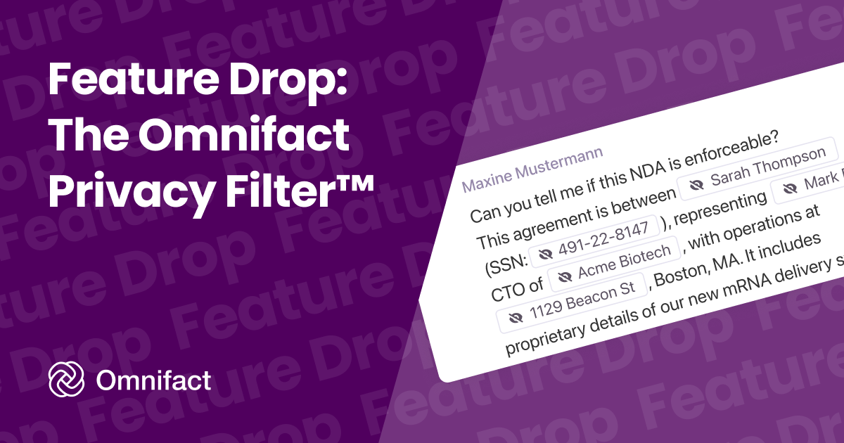 The Omnifact Privacy Filter™ automatically detects and anonymizes sensitive data, providing an essential layer of security for your conversations.