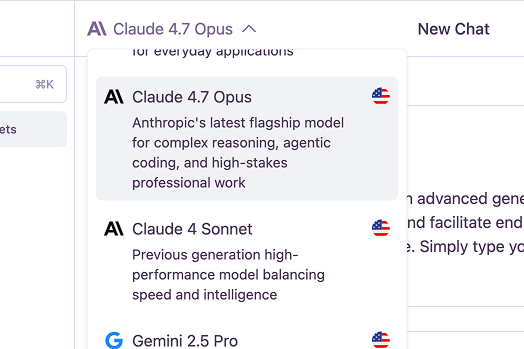 Claude Opus 4.7 selected in the model picker.