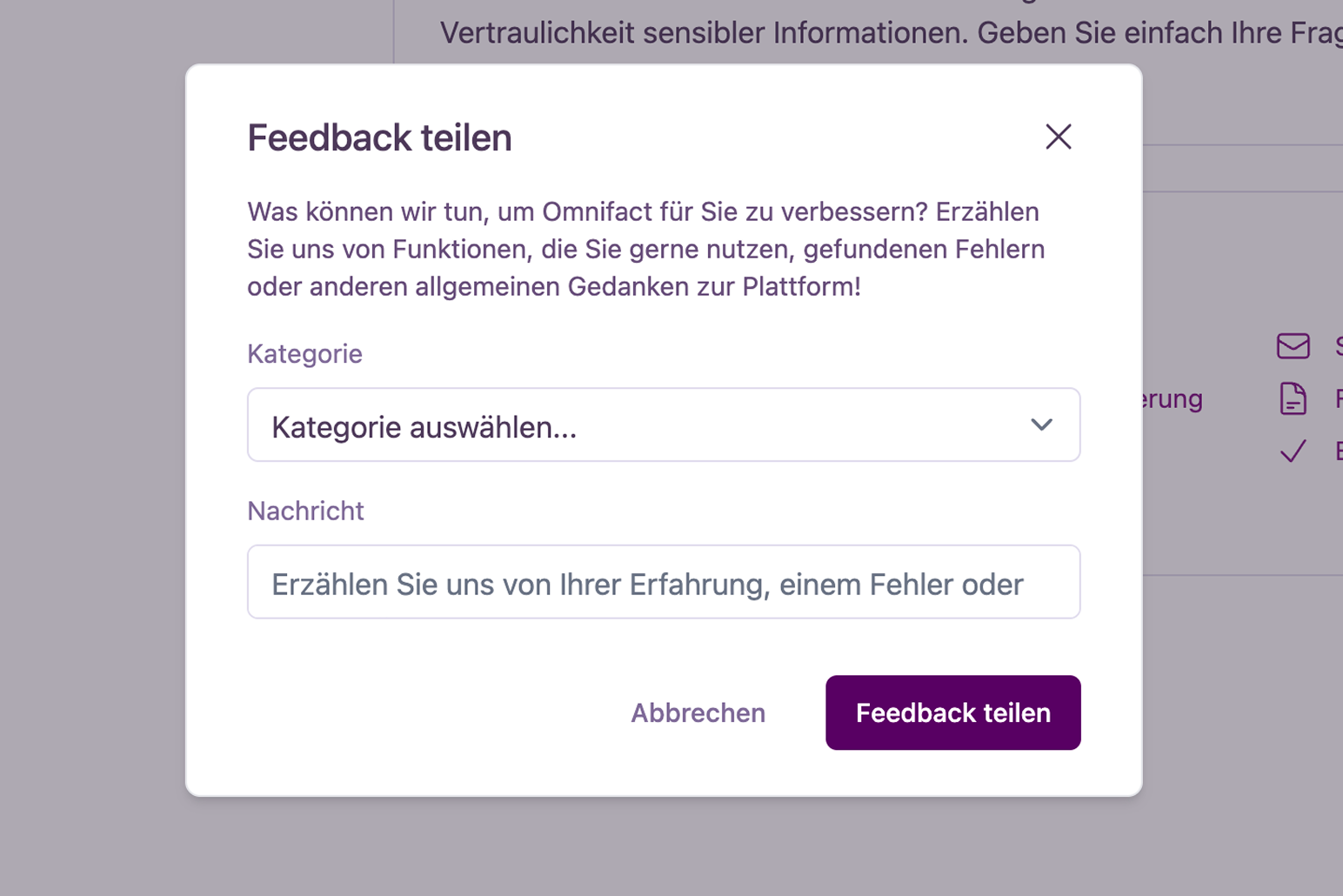 Öffnen Sie das Hilfe-Menü und wählen Sie Feedback senden, um uns Ihre Meinung mitzuteilen.