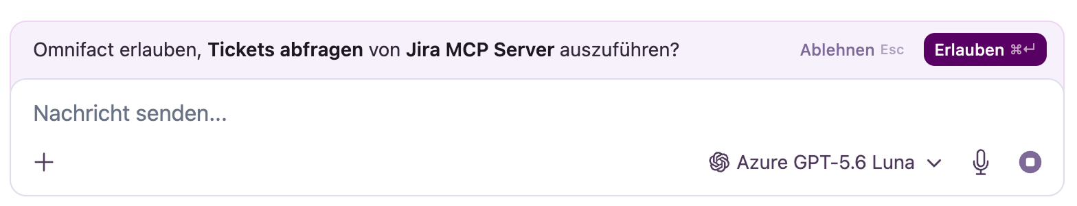 Interaktives Freigabebanner im Chat-Eingabebereich für statusverändernde Tool-Ausführungen