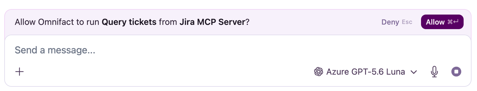 Interactive approval banner in the chat composer for state-changing tool executions