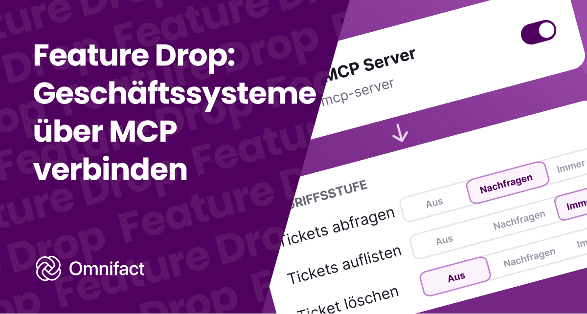 Verbinden Sie interne Systeme und Unternehmenssoftware über offene MCP-Standards mit Omnifact.