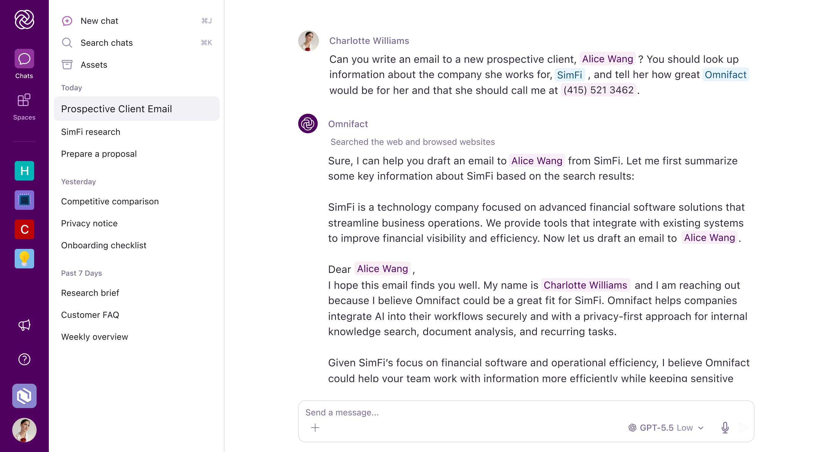 Omnifact Chat Interface